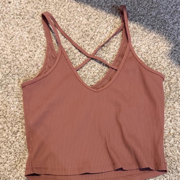 Vuori Mauve Ribbed Crop Top - Picture 3 of 3